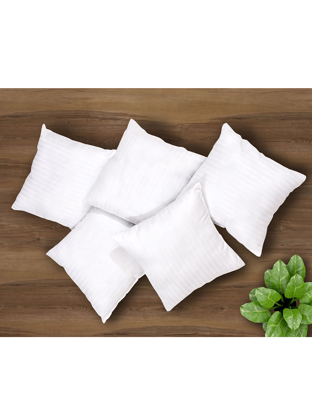 Clasiko Set Of 5 White Striped Cushion Fillers