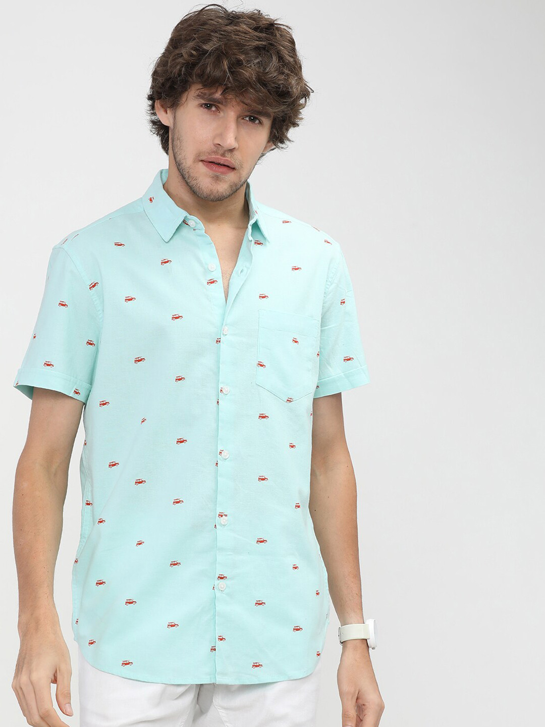 KETCH Men Blue Slim Fit Printed Casual Shirt