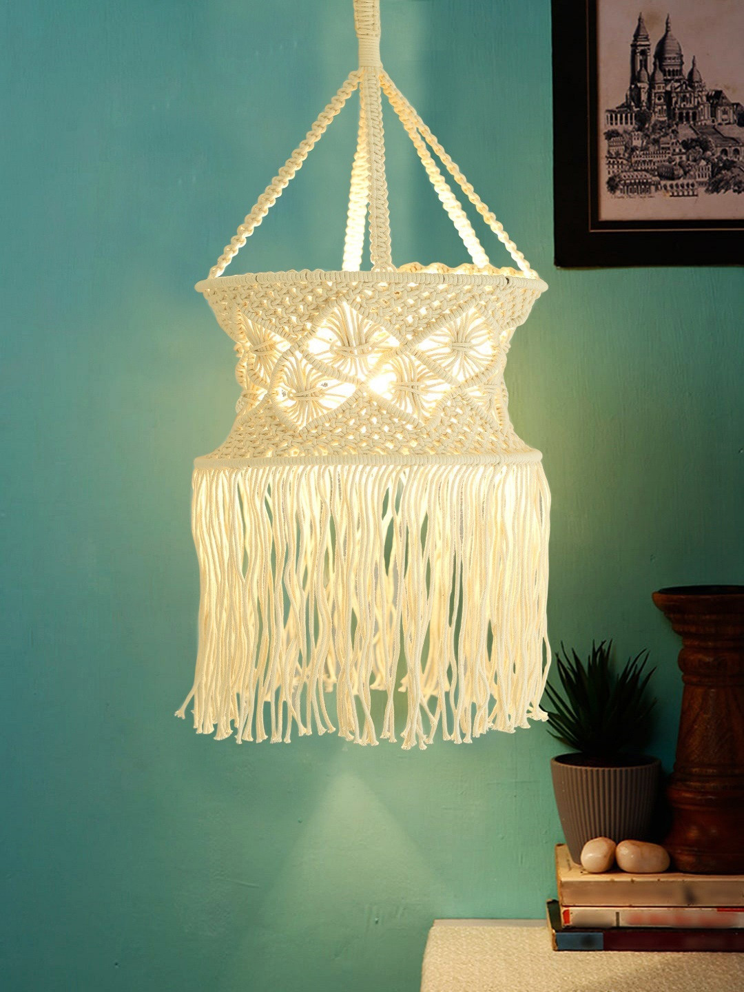 BELLA TRUE Lamp Metal Macrame Hanging Hall Wall Hangings-15In