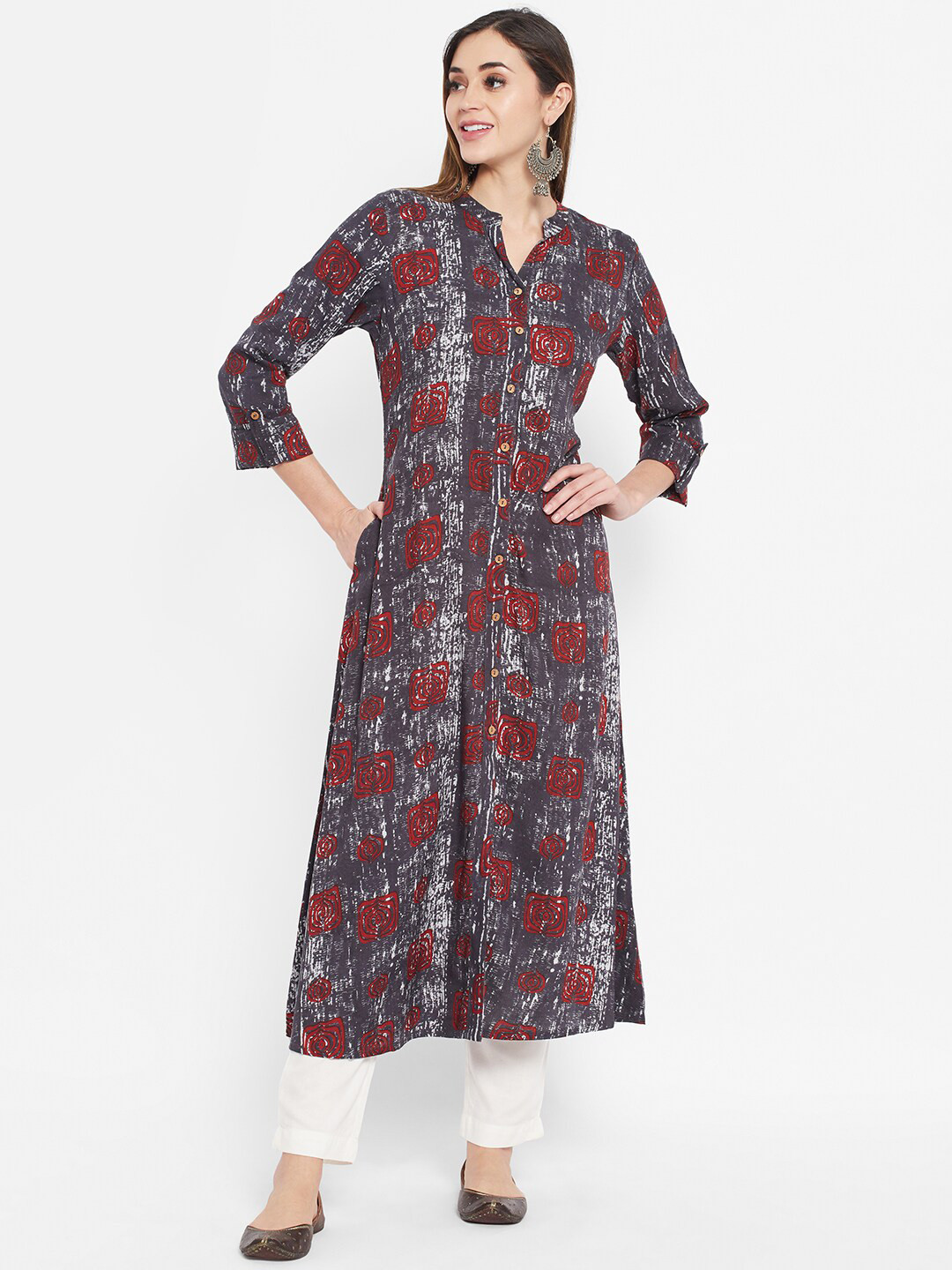 Ramas Women Brown Printed A-Line Kurta