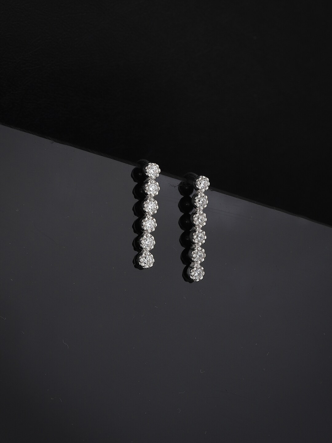 VANBELLE 925 Sterling Silver CZ-Studded Contemporary Streling Silver Drop Earrings