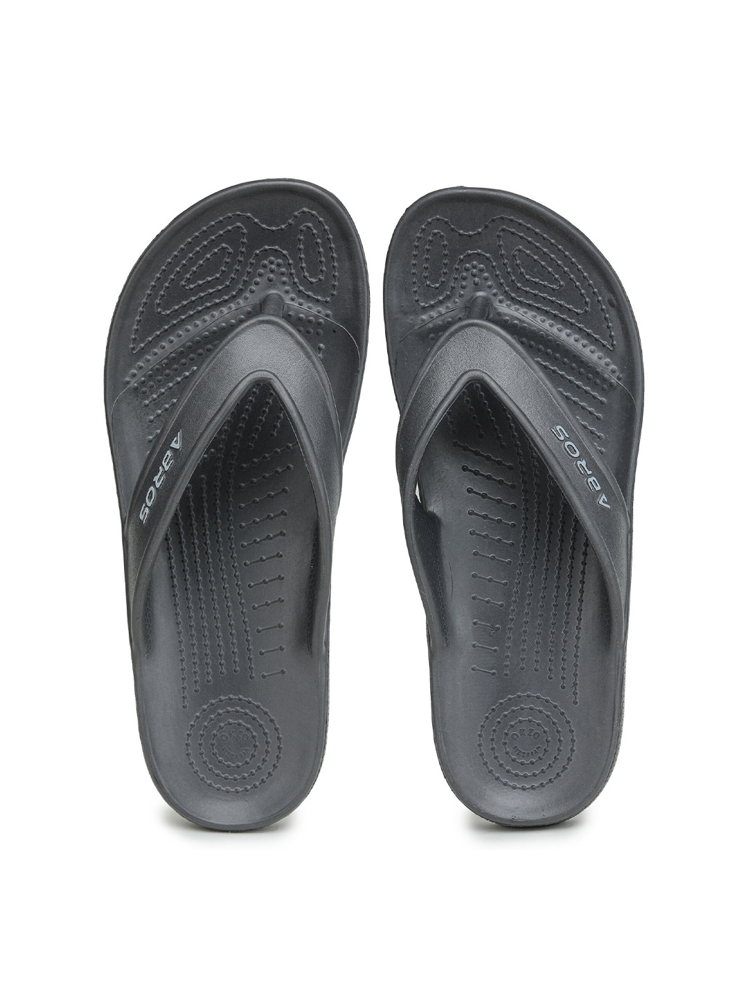ABROS Men Black Printed Rubber Thong Flip Flops