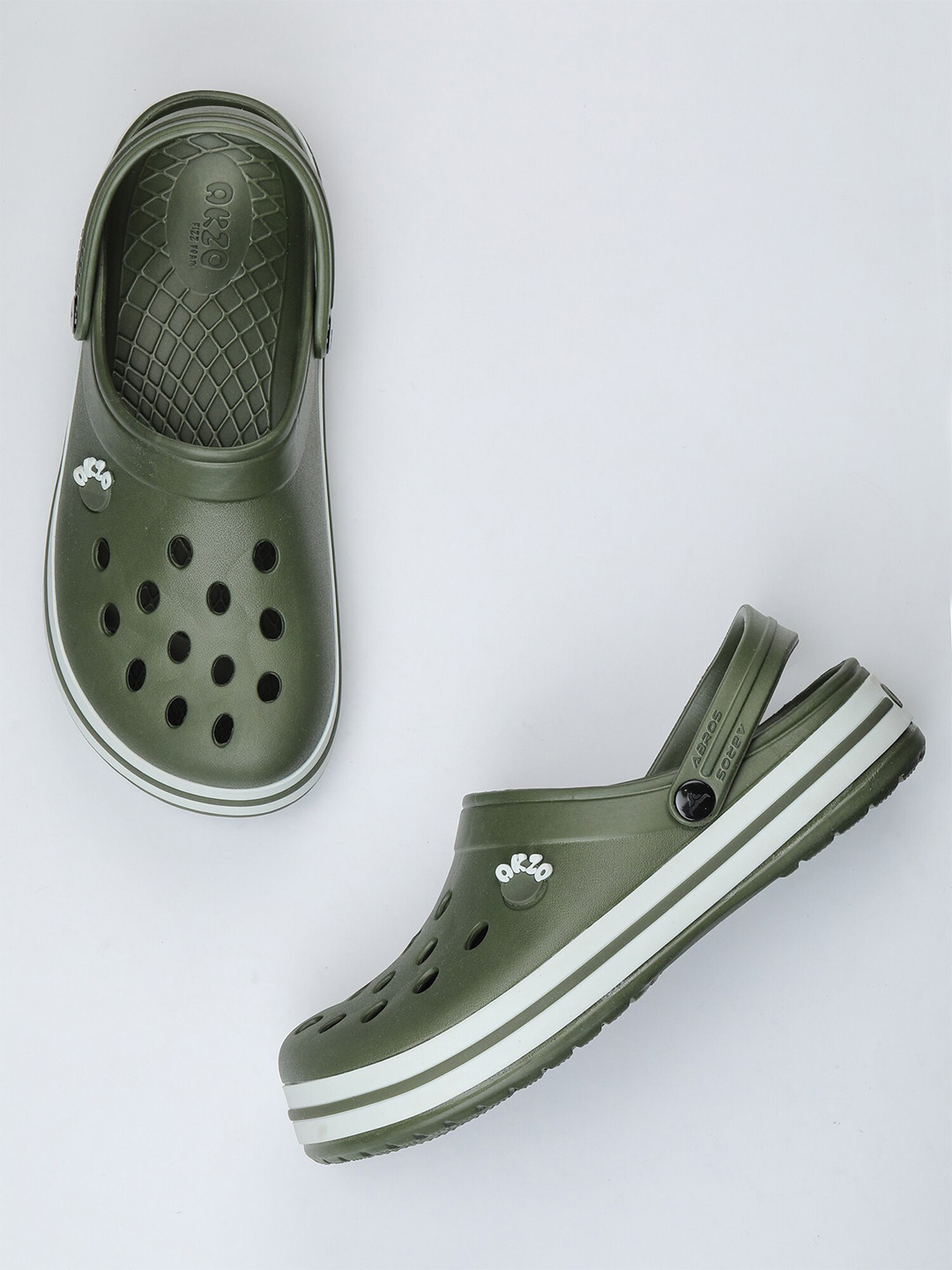 ABROS Men Green & White Rubber Clogs