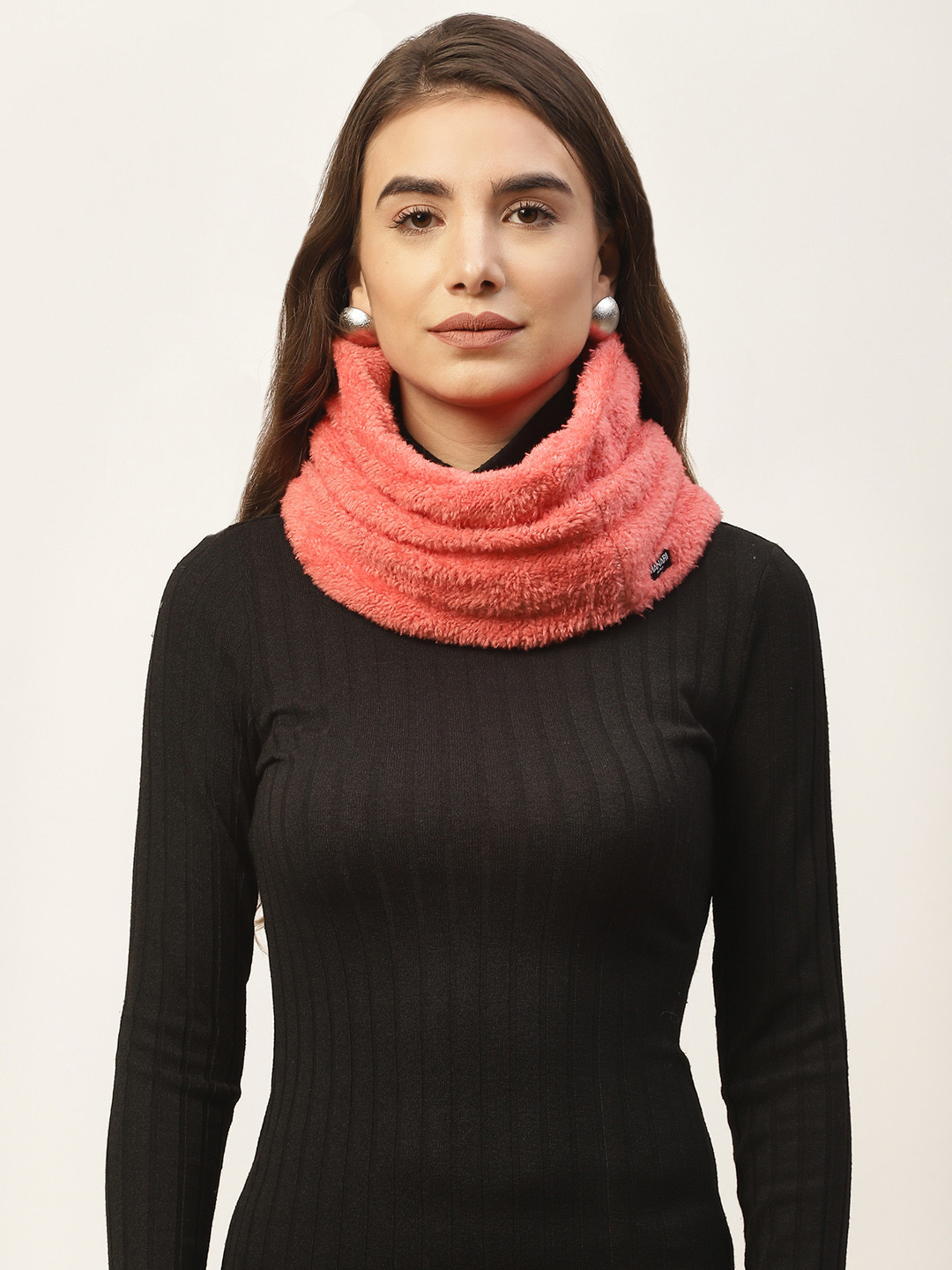MANARI India Unisex Peach-Coloured Acrylic Snood Muffler