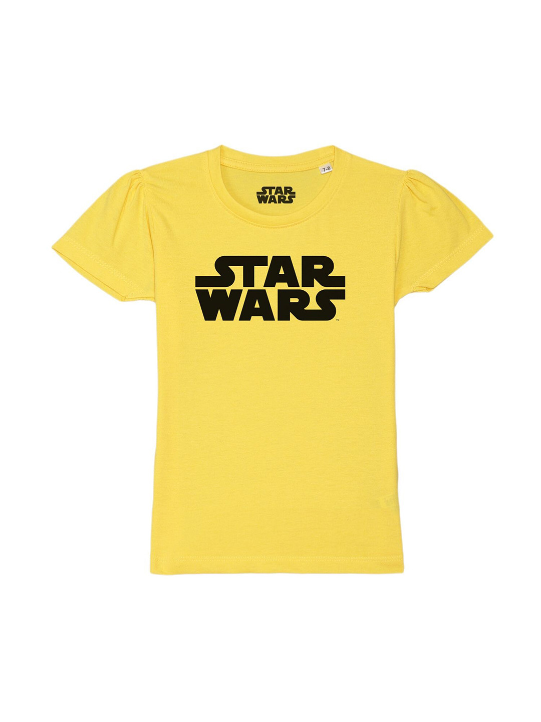 Star Wars by Wear Your Mind Girls Yellow & Black Star Wars Printed Pure Cotton T-shirt
