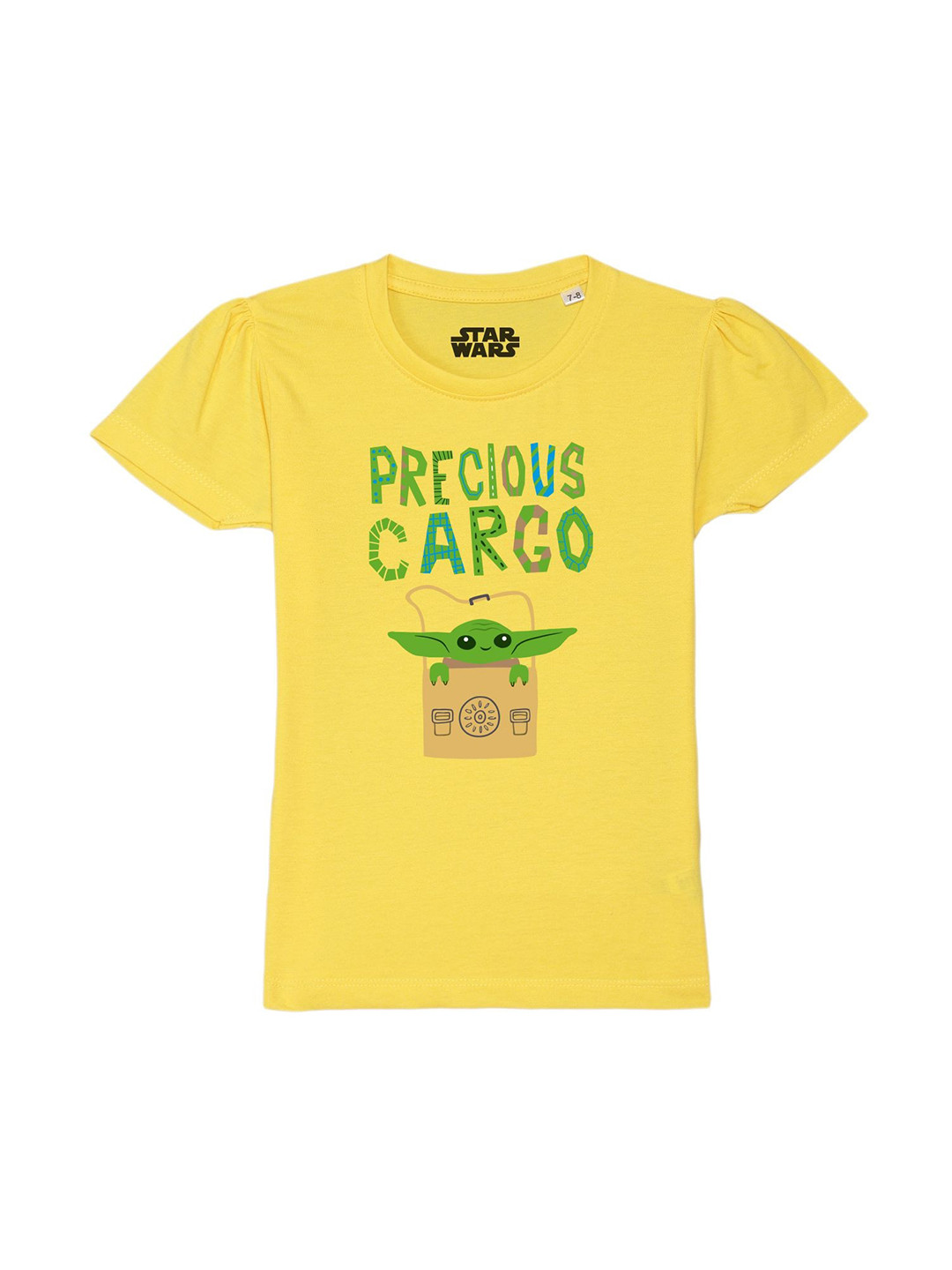 Star Wars by Wear Your Mind Girls Yellow Typography Printed Applique T-shirt