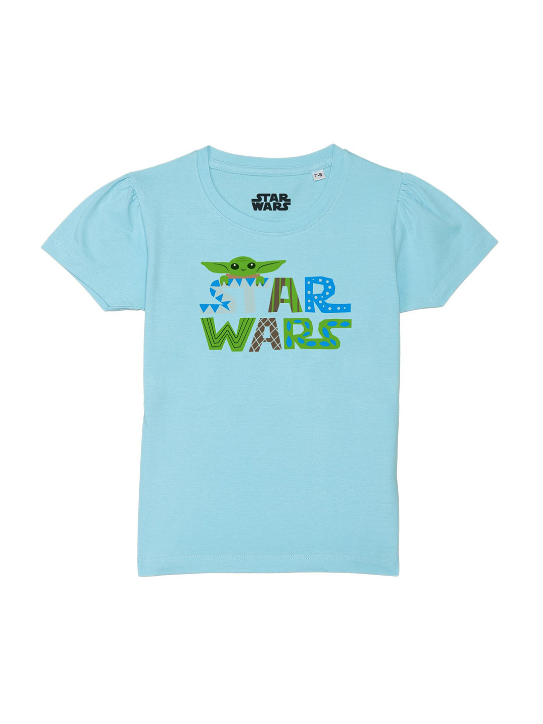Star Wars by Wear Your Mind Girls Blue & Green Star Wars Printed Pure Cotton  T-shirt