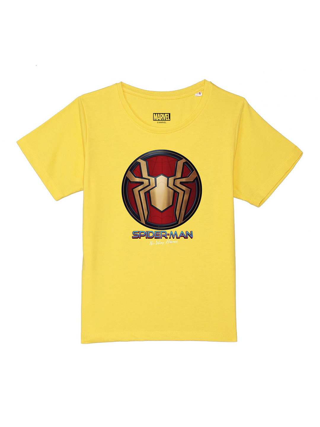 Marvel by Wear Your Mind Boys Yellow Spider-Man Printed Pure Cotton T-shirt