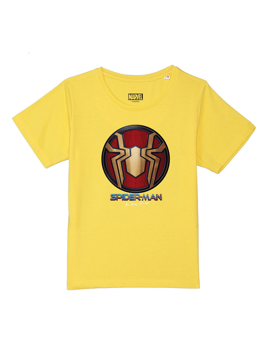 Marvel by Wear Your Mind Boys Yellow & Maroon Superman Printed Pure Cotton T-shirt