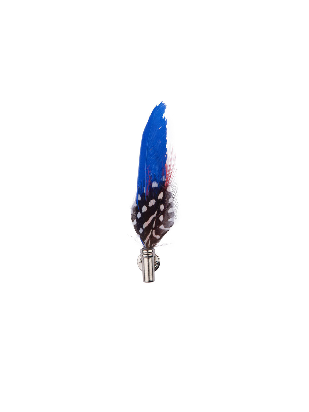 The Tie Hub Men Silver-Toned & Blue Feather Lapel Pin