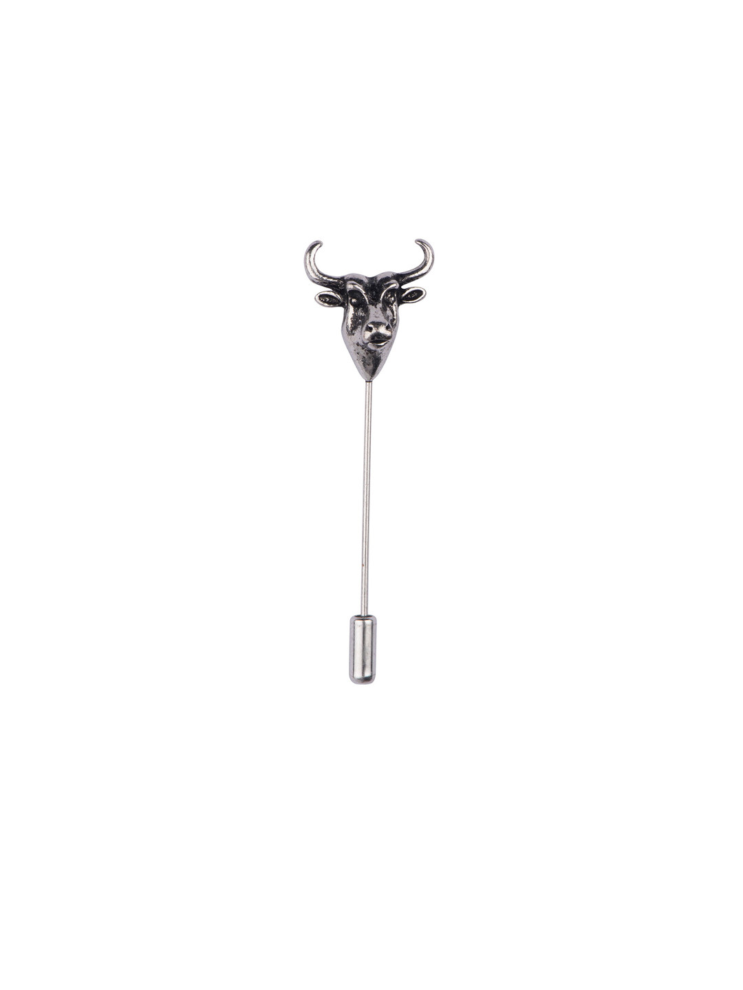 The Tie Hub Men Silver-Toned Yak Lapel Pin