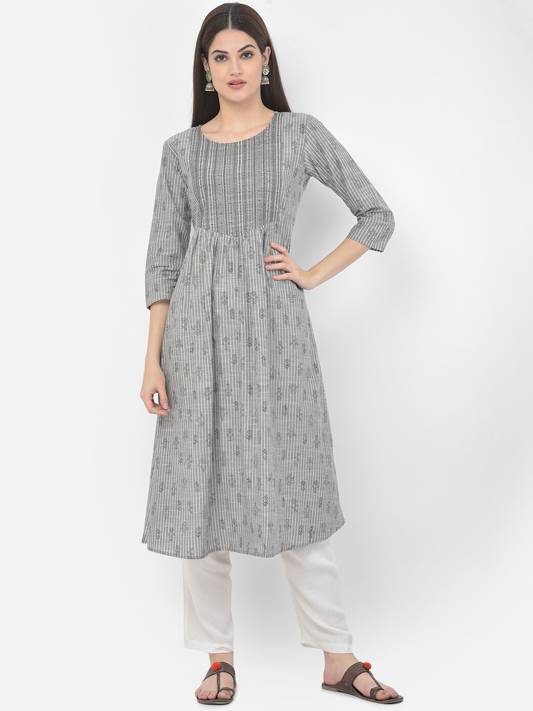 Span Women Grey Gotta Patti Kurta