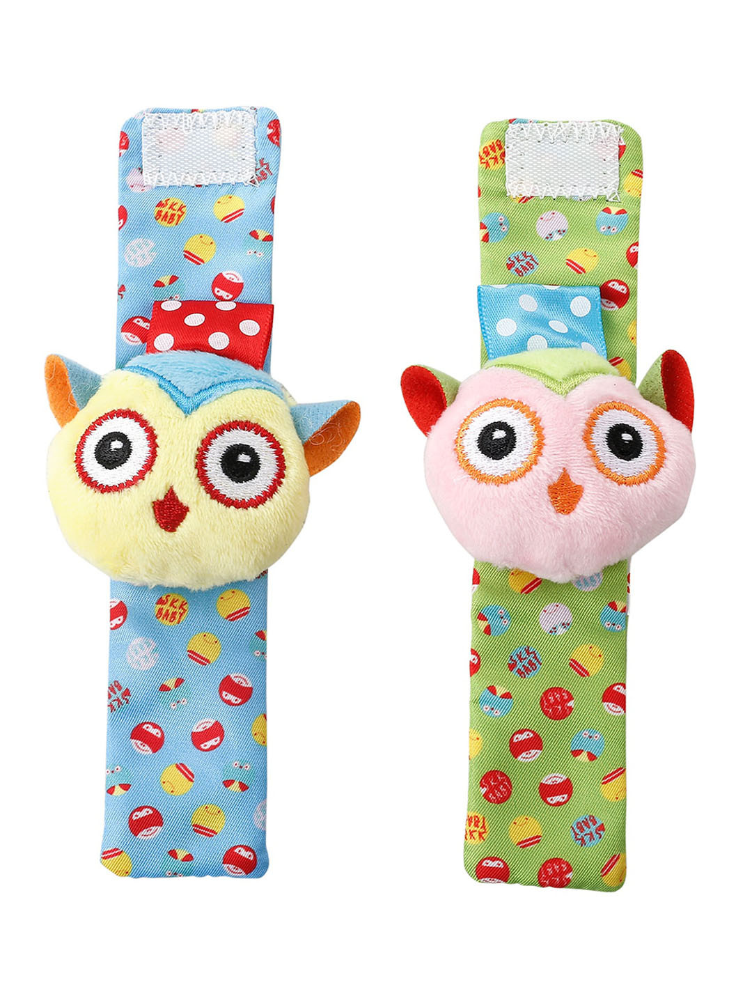 Baby Moo Infant Kids Set Of 2 Owls In Love Wrist Rattle