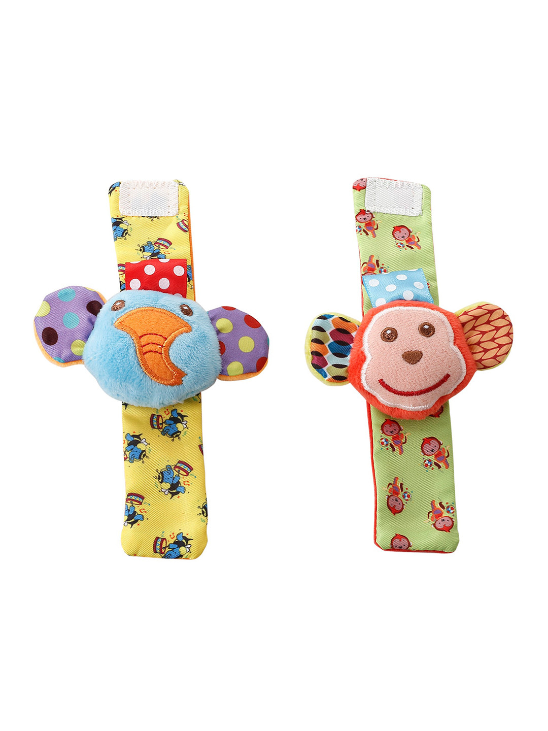 Baby Moo Set of 2 Elephant And Monkey Multicolour Wrist Rattle