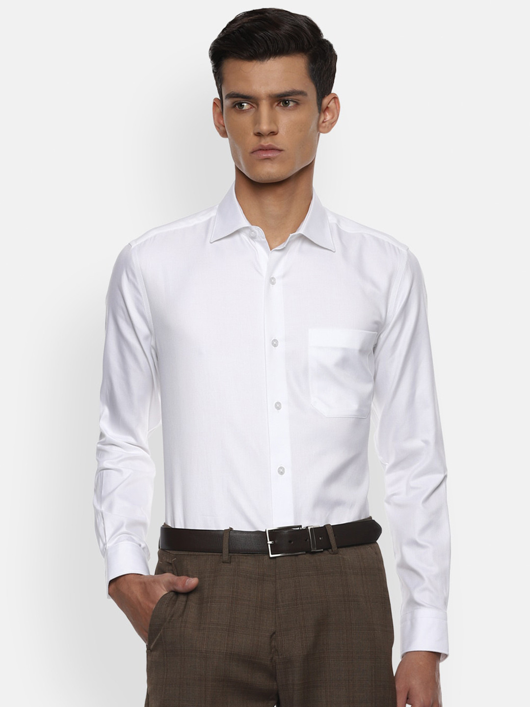 Louis Philippe Men White Regular Fit Self Design Pure Cotton Formal Shirt
