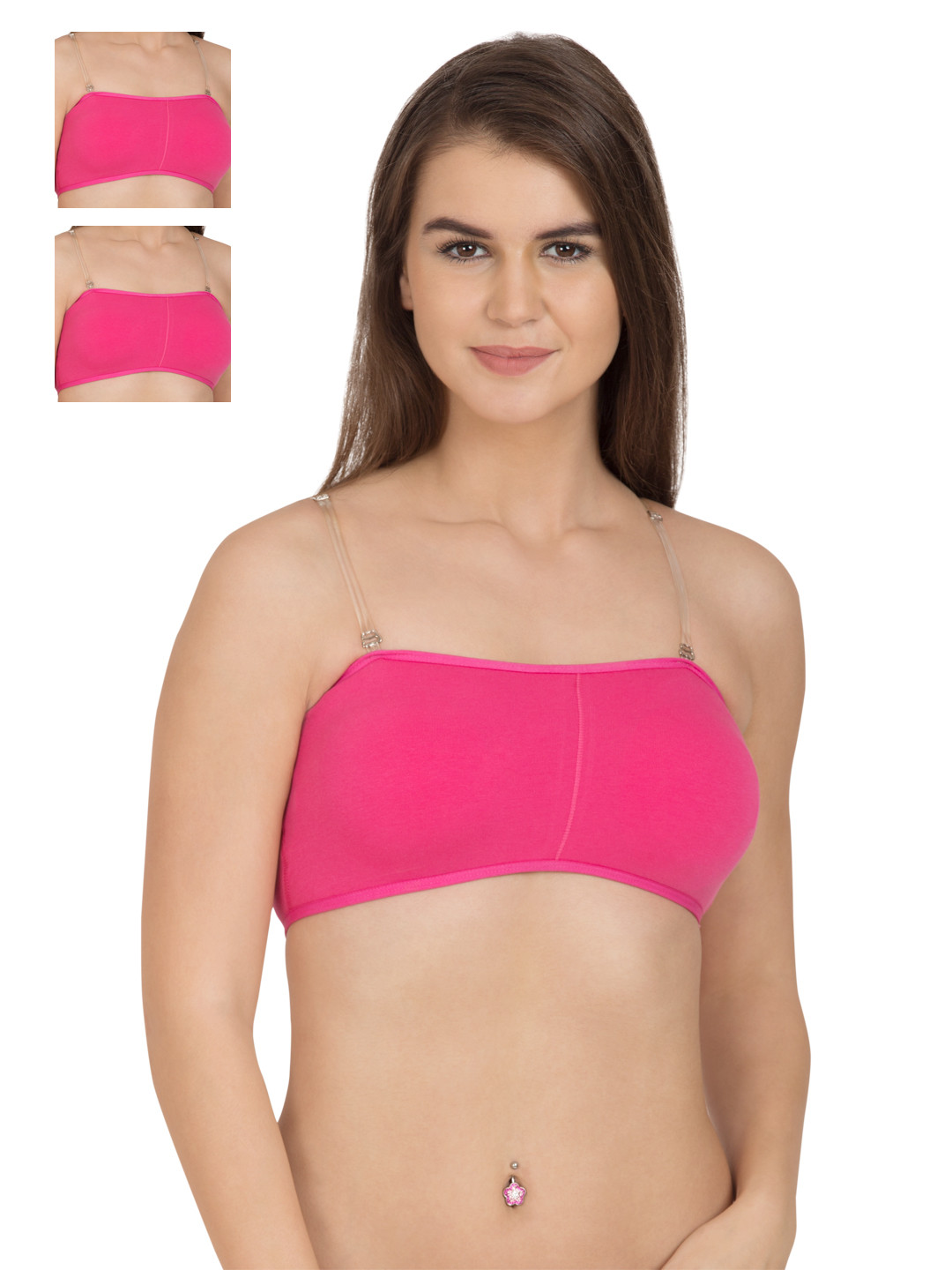 Tweens Pack of 3 Pink Full-Coverage Tube Bras TW279DPK