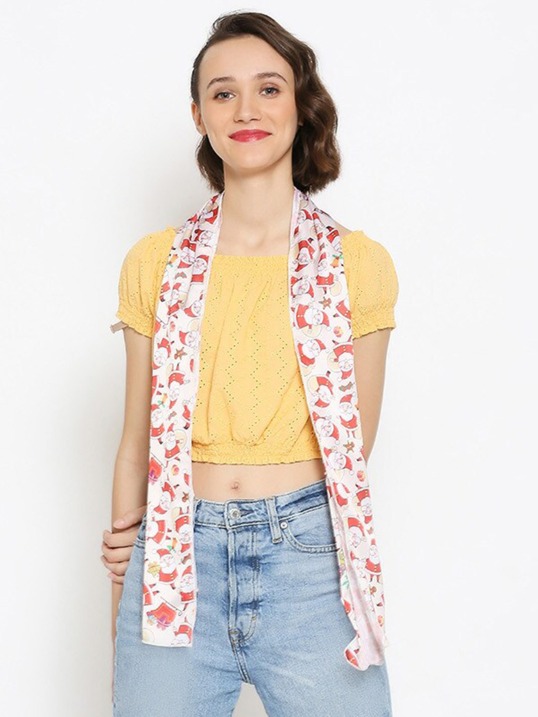 Dupatta Bazaar Women Cream-Coloured Printed Scarf