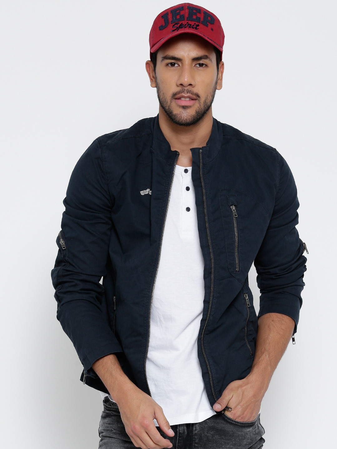 Buy Royal Enfield Navy Jacket - Jackets 