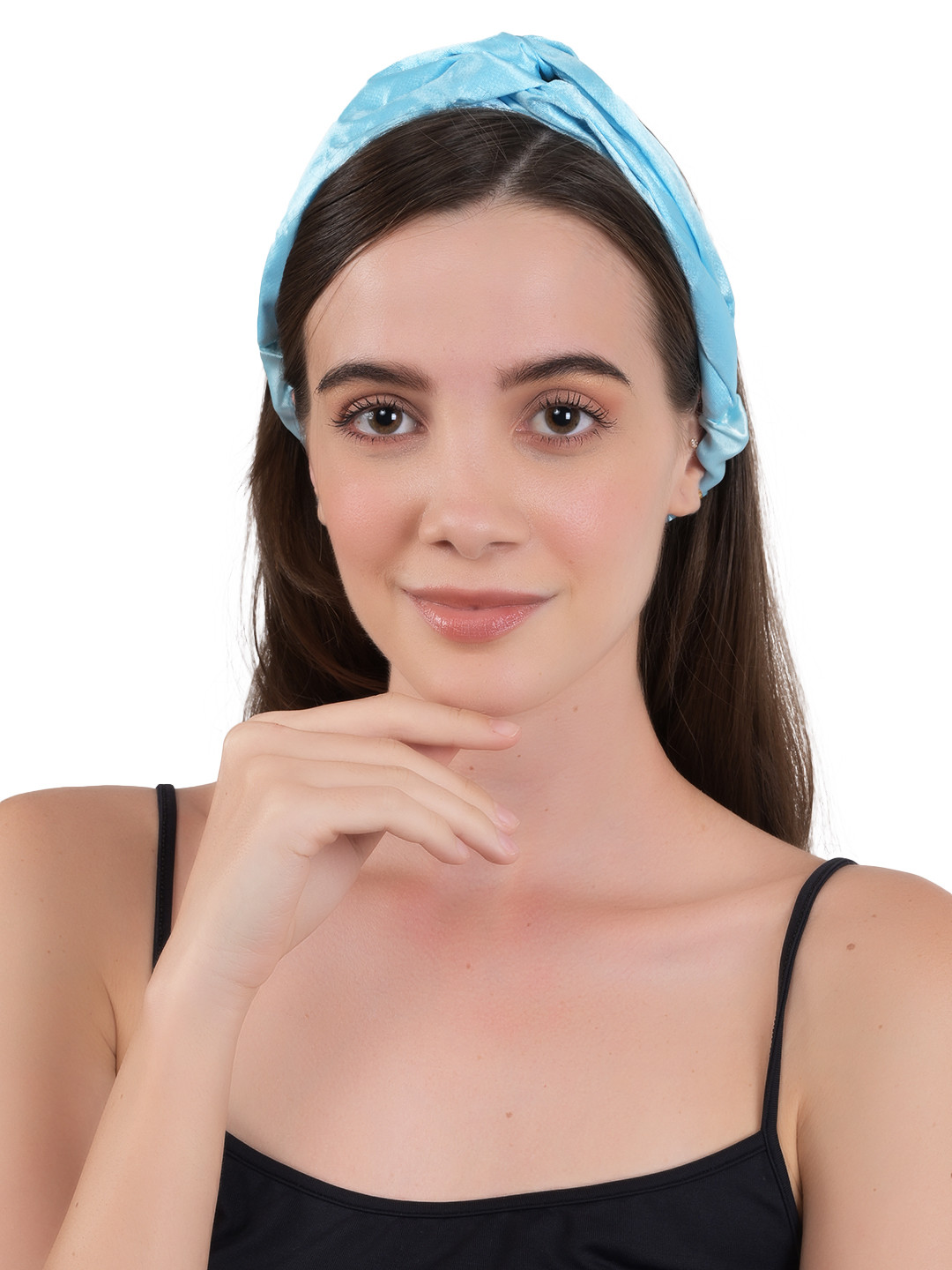 BuckleUp Women Blue Solid Fabric Wrap Headband