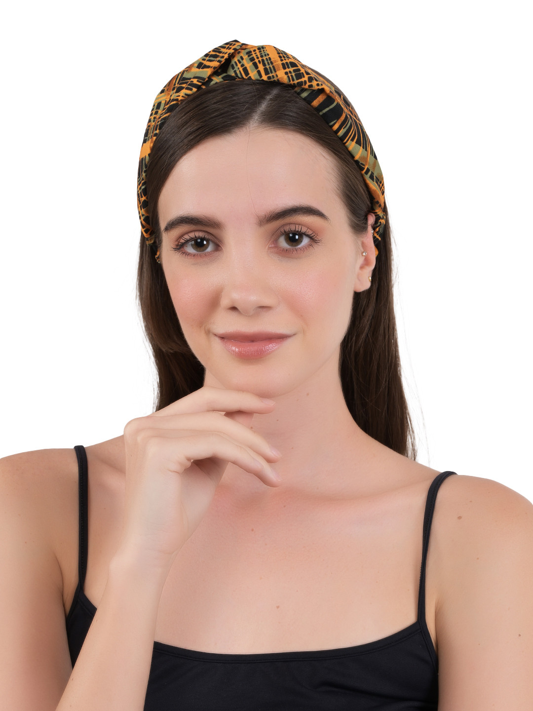 BuckleUp Women Yellow & Black Printed Wrap Headband