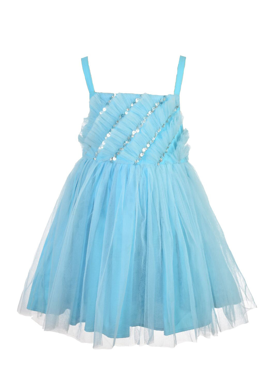 A Little Fable Blue Tulip Ruffle Dress