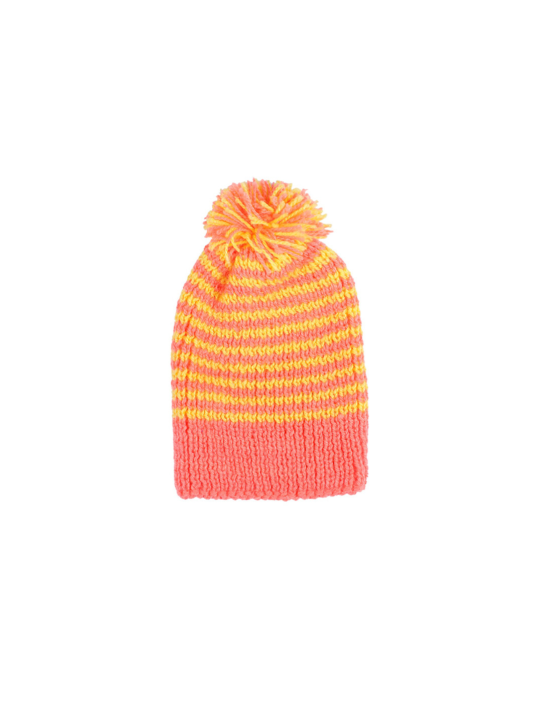 Bharatasya Girls Peach-Coloured & Yellow Beanie