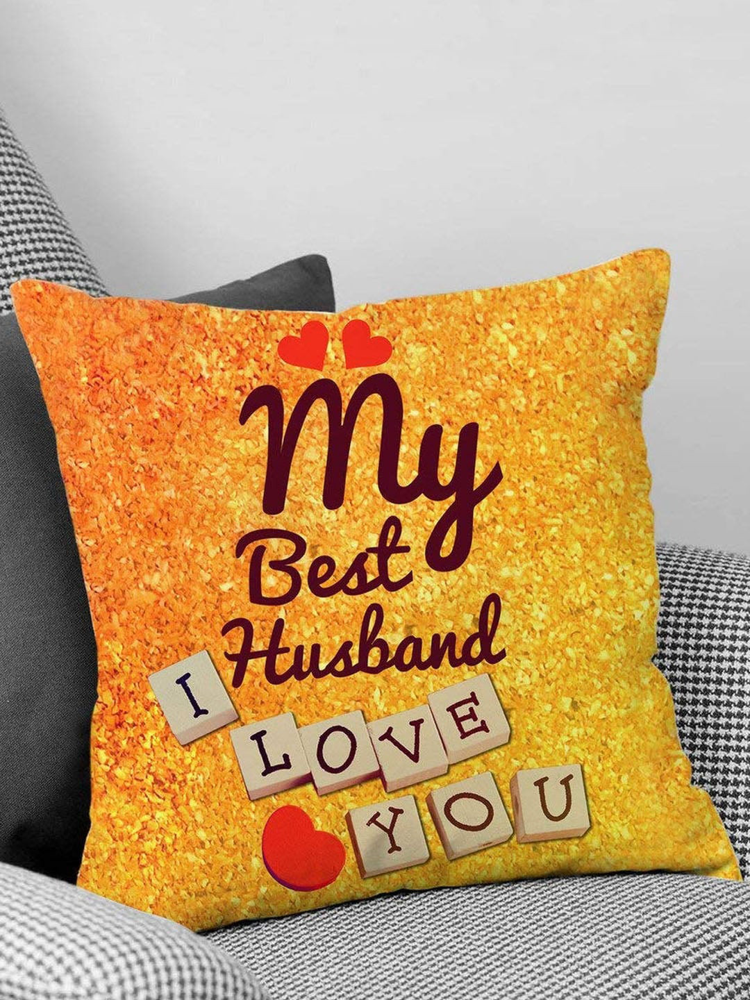 TIED RIBBONS Valentine Special Gift for Husband Printed Cushion Cover with Filler