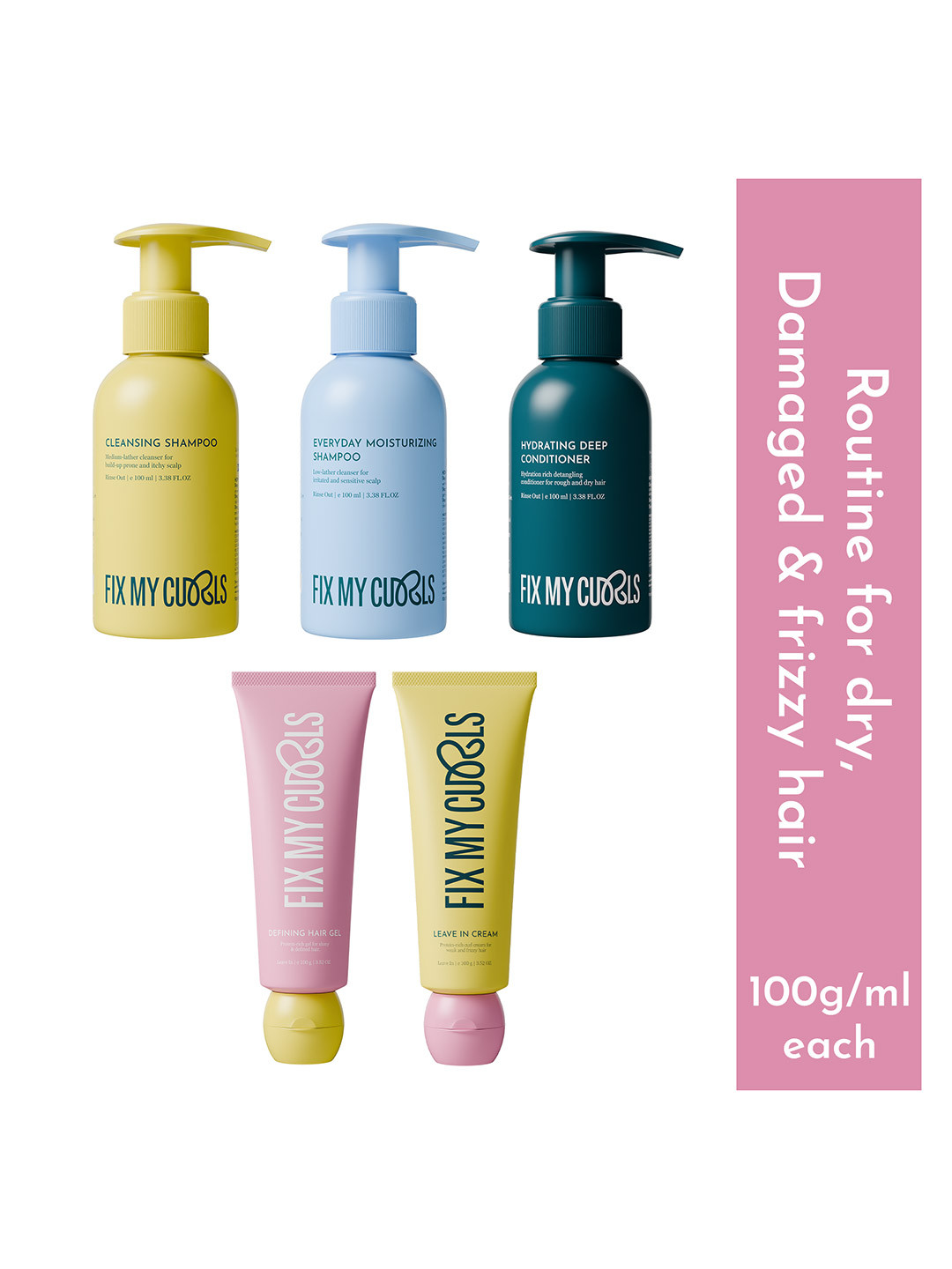 Fix My Curls Multi 5 Step Protein Bundle Hair Care Kit 100g