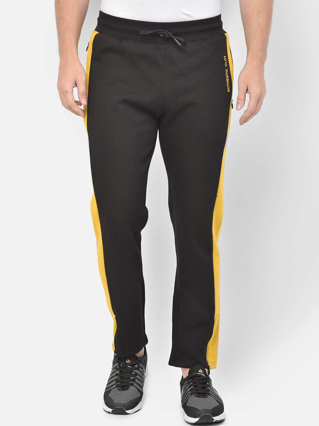 Canary London Men Black Pure Cotton Straight-Fit Track Pants