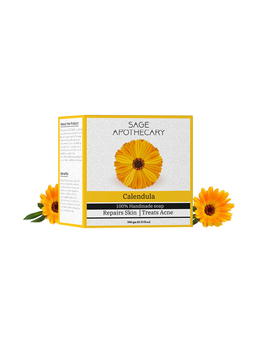 SAGE APOTHECARY Brown Calendula Soap Repairs Skin & Treats Acne - 100g