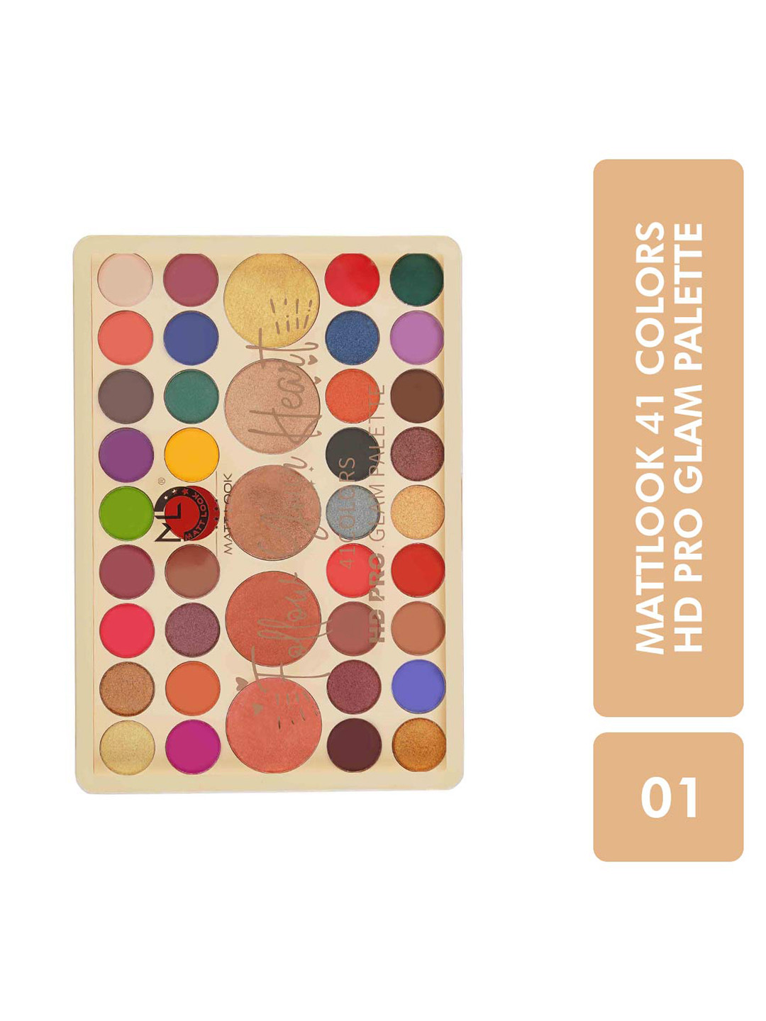 MATTLOOK 41 Colors HD Pro Glam Eyeshadow & Highlighter Palette - Shade 01