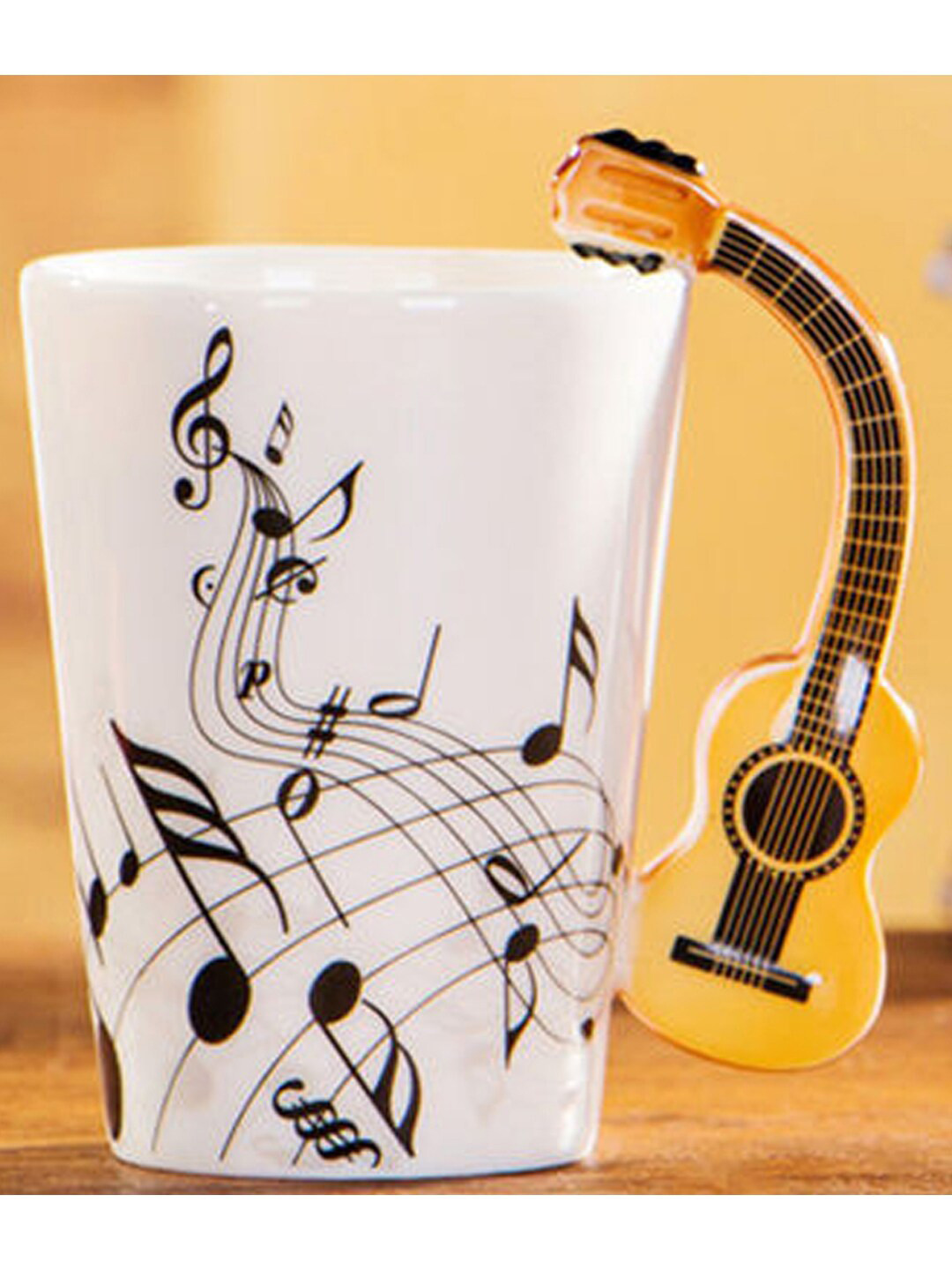 BonZeaL White & Brown Hand Painted Printed Ceramic Glossy Cups Set of Cups and Mugs