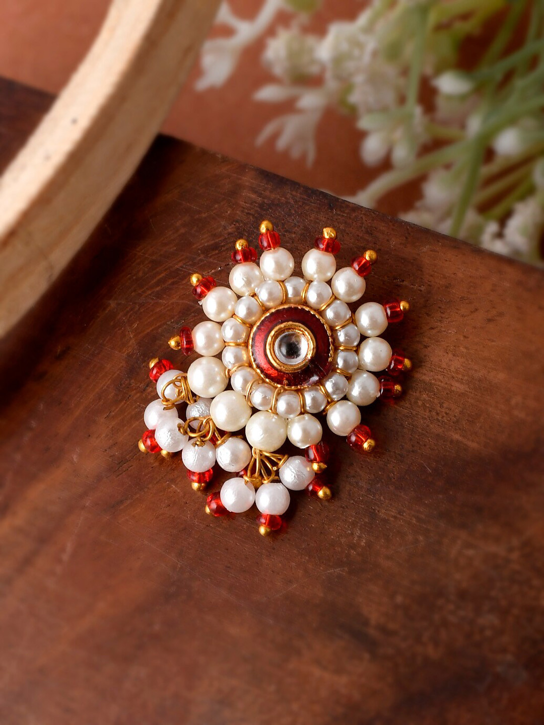 Silvermerc Designs Gold-Plated & Pearl Embedded Nose Stud