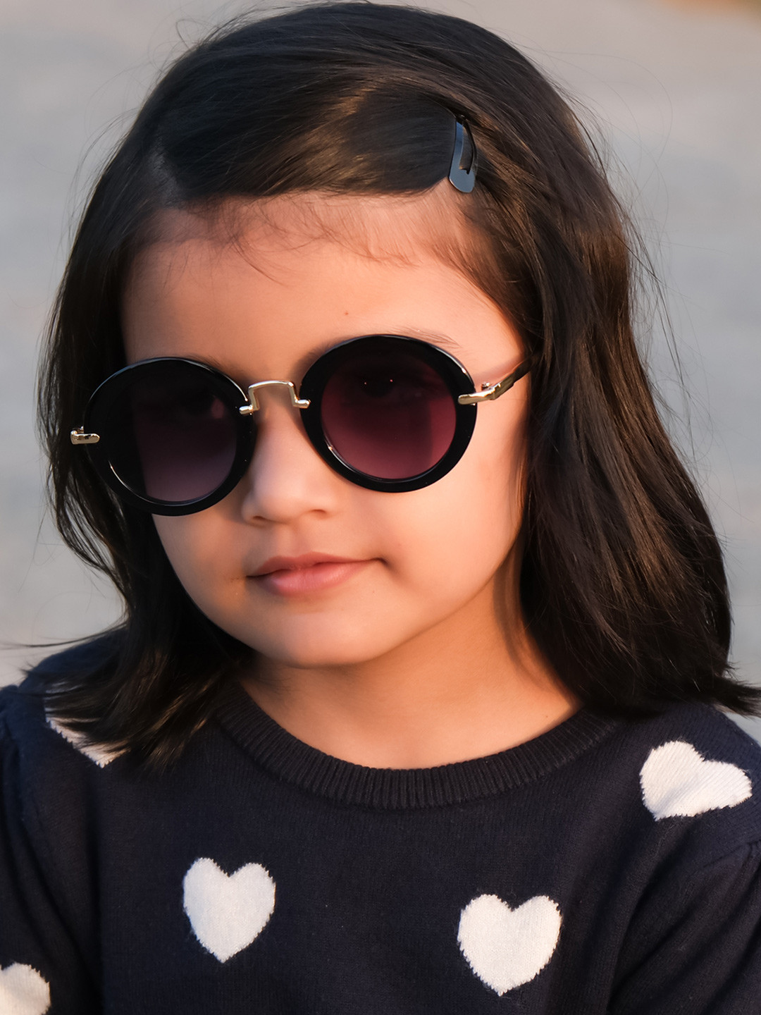 DukieKooky Kids Grey Lens & Black Round Sunglasses DKSG334E