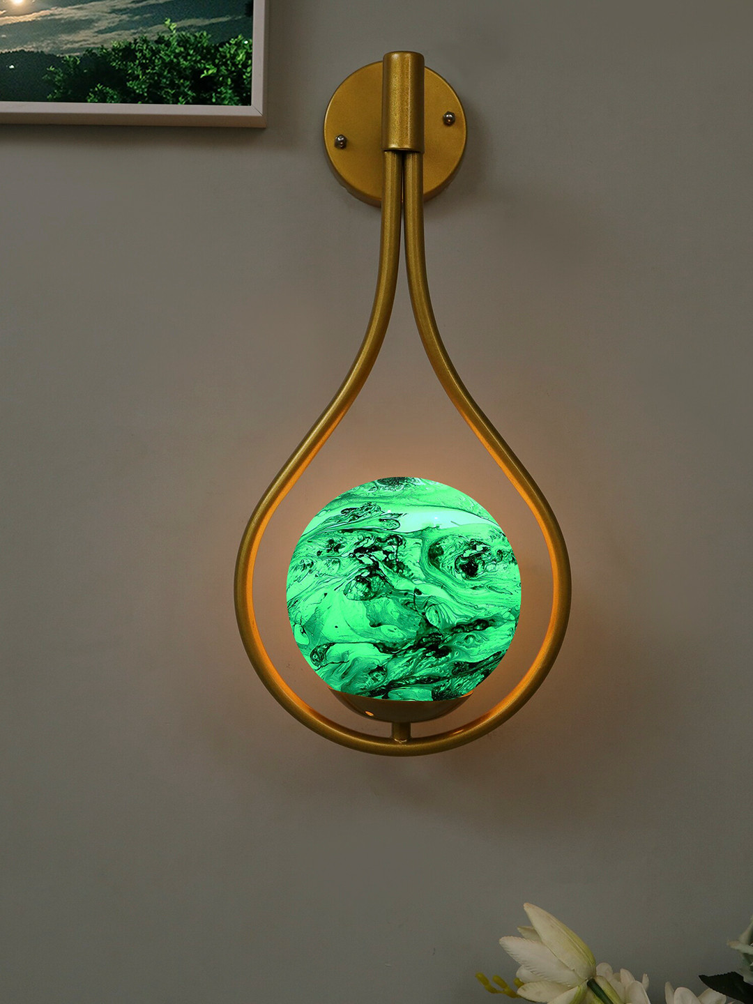 Homesake Green Drop Neptune Golden Light Wall Lamp
