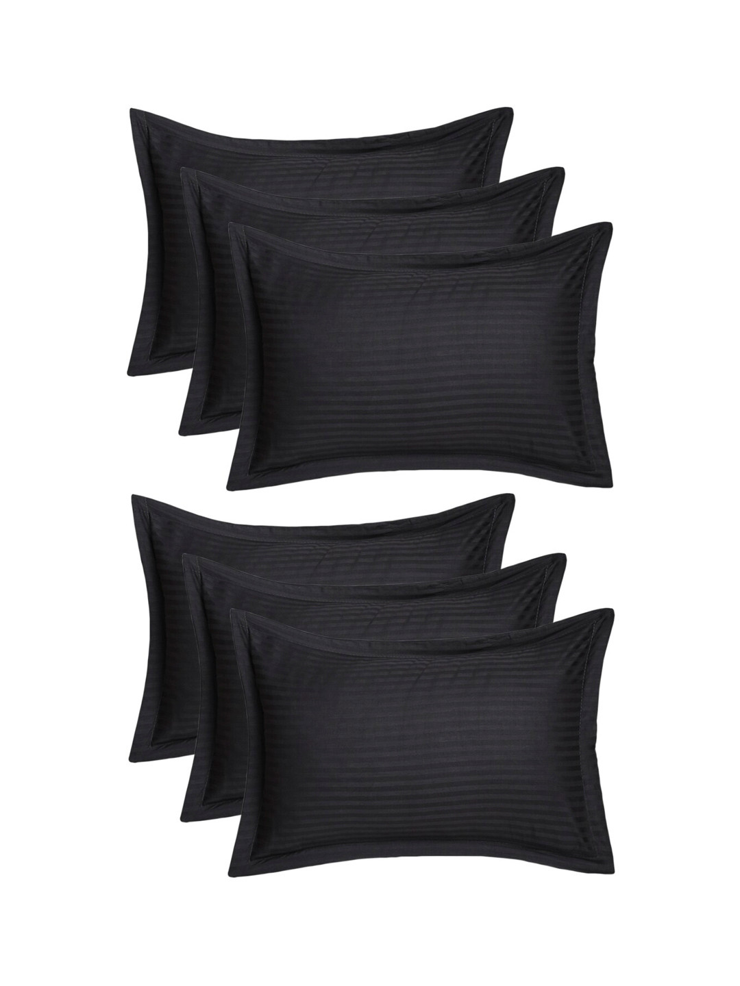 Kuber Industries Set of 6 Black Cotton Pillow Cover