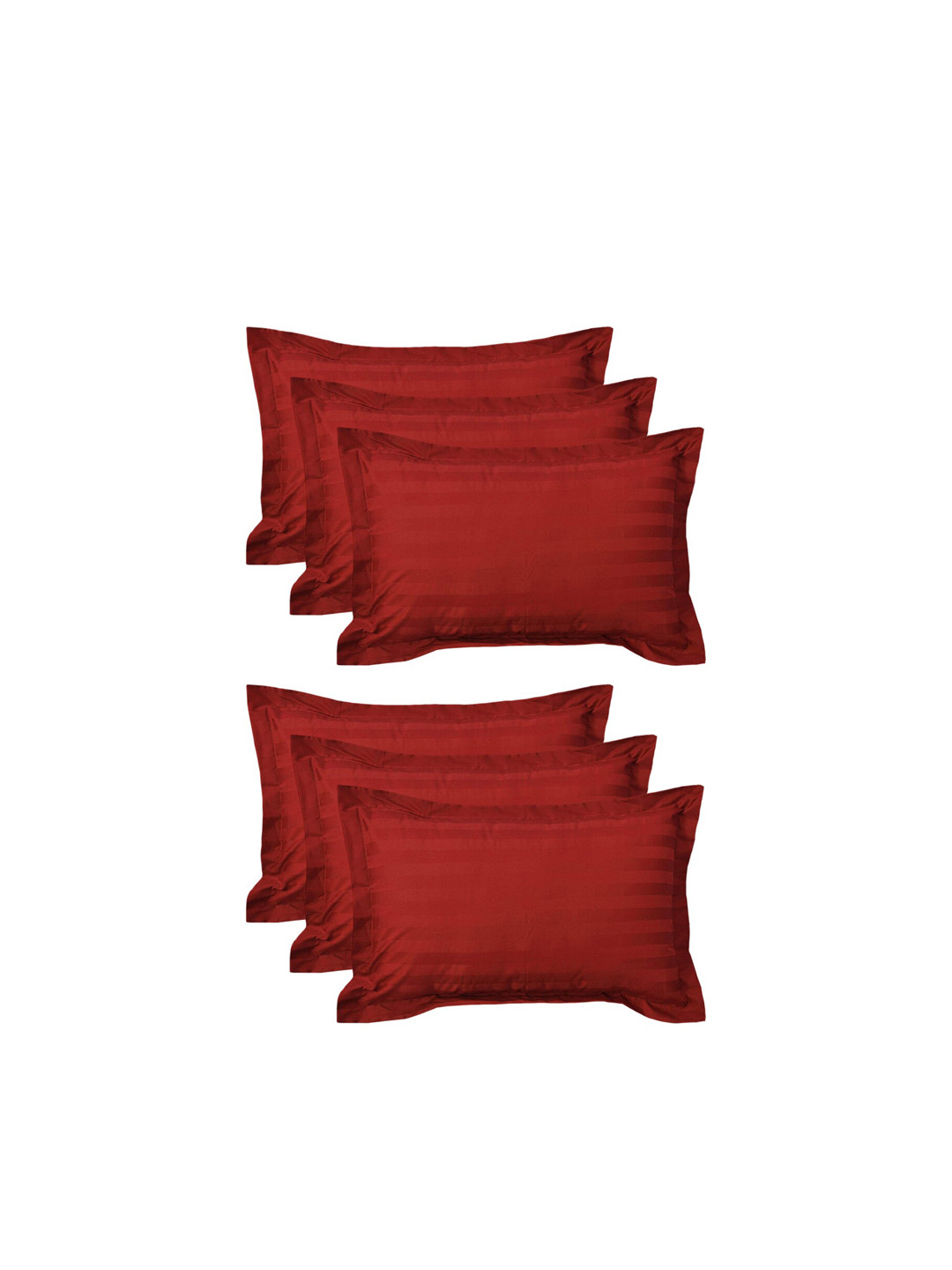 Kuber Industries Set Of 6 Red Striped Cotton Pillow Covers