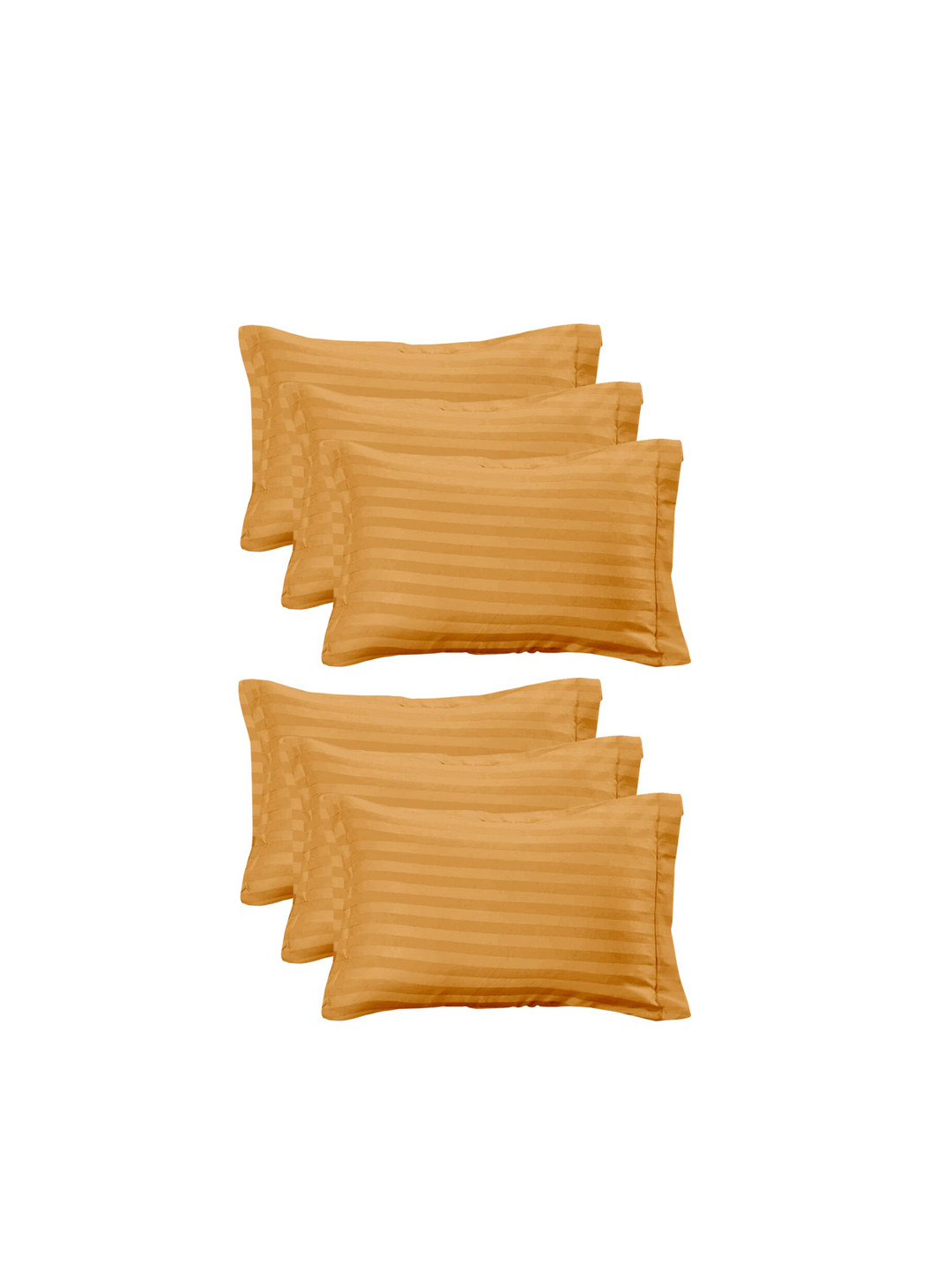 Kuber Industries Set Of 6 Orange Solid Cotton Pillow Covers