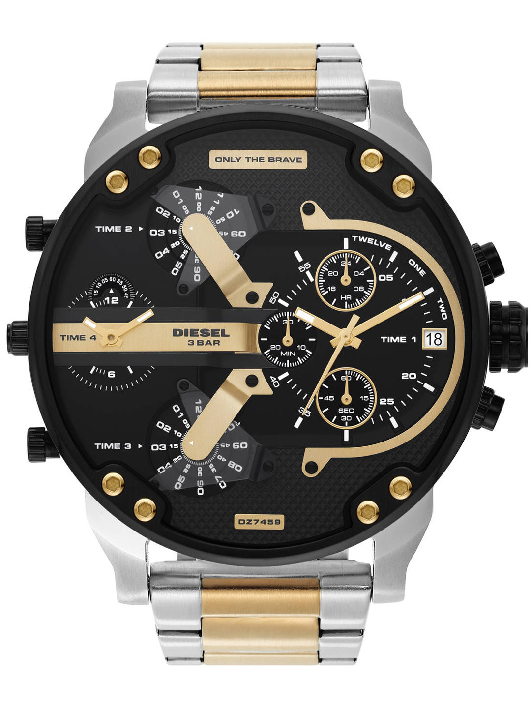 DIESEL Men Black Dial & Multicoloured Stainless Steel Bracelet Style Straps Analogue Watch