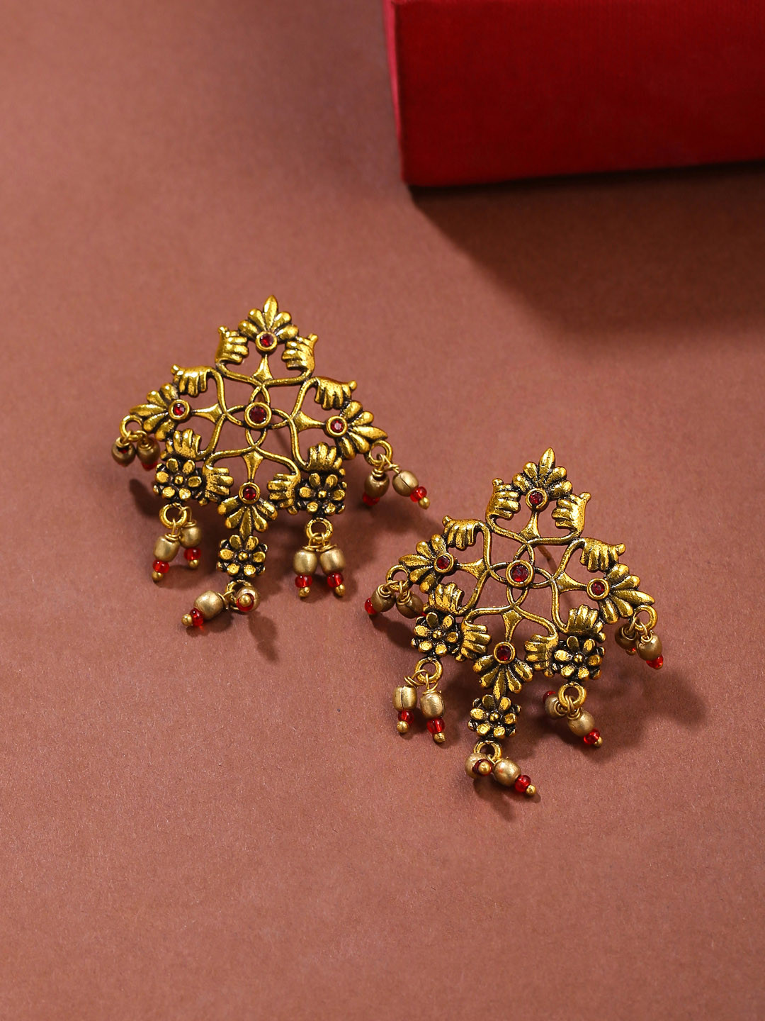 Voylla Gold-Toned & Plated Arabian Nights Antique Oxidized Earrings