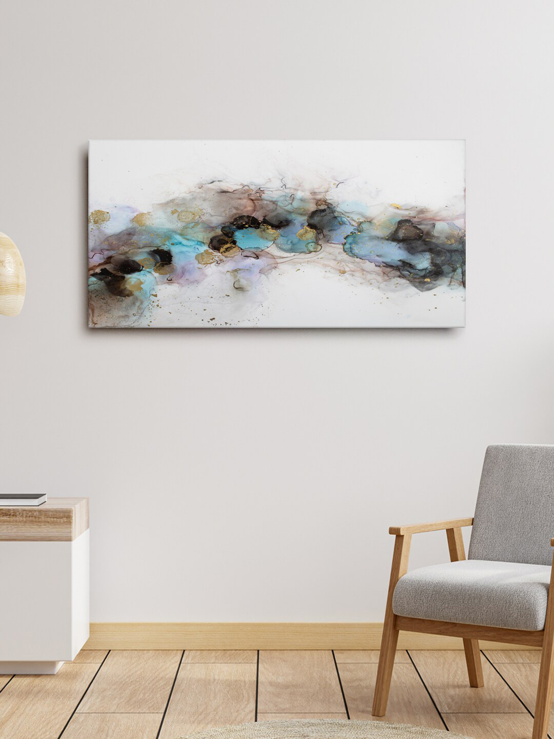 999Store Grey & Blue Abstract Painting Framed Wall Art