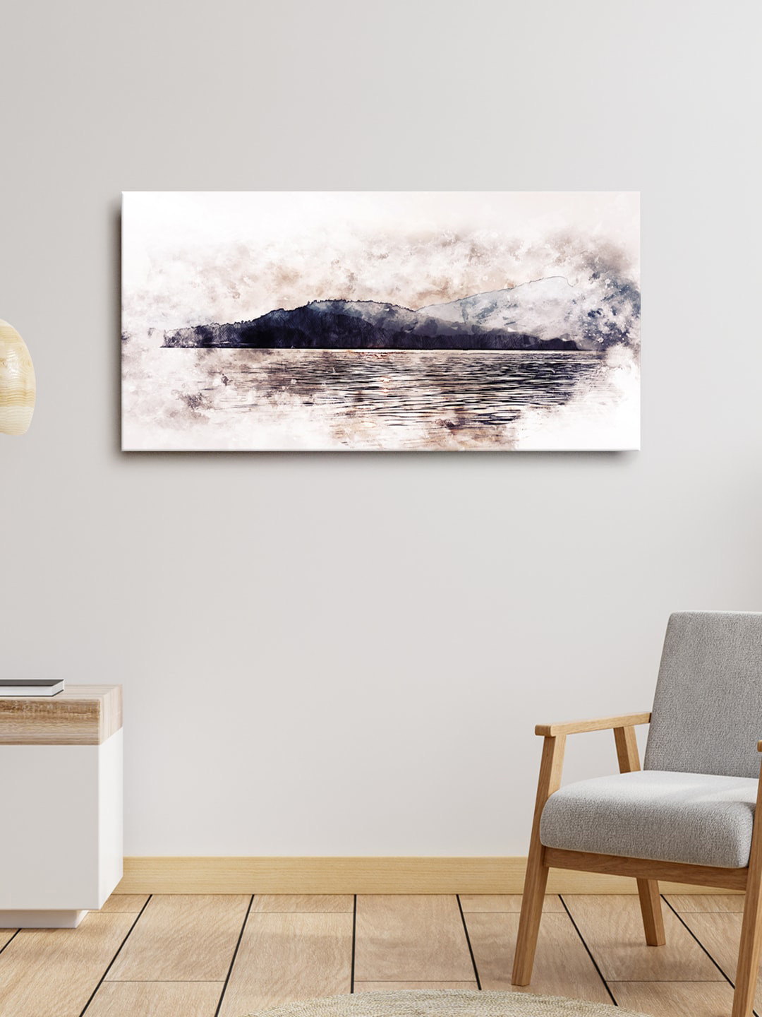 999Store White & Black Beautiful Mountain Canvas Wall Art