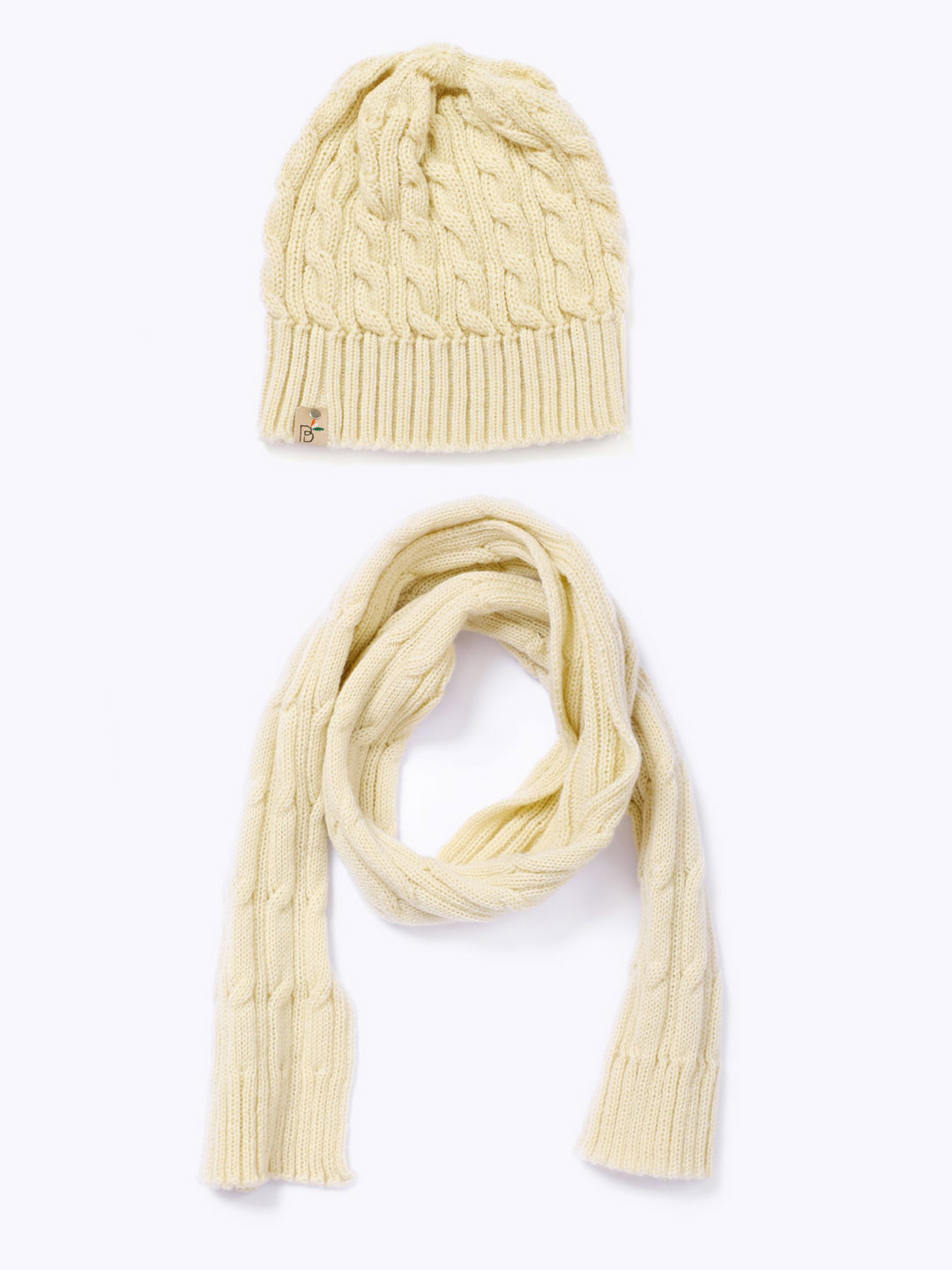 Bharatasya Kids Cream-Coloured Beanie with Muffler