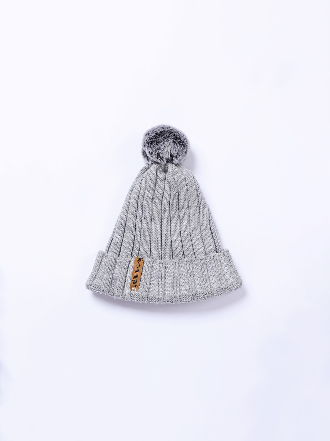Bharatasya Kids Grey Pom Pom Beanie