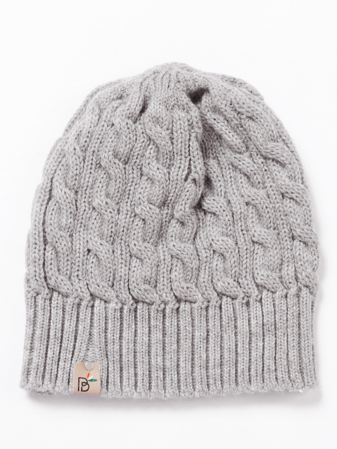 Bharatasya Unisex Kids Grey Self Design Acrylic Wool Beanie