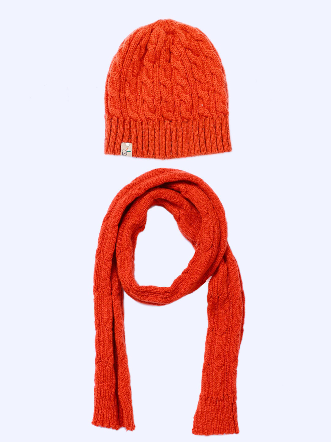 Bharatasya Kids Orange Beanie with Muffler