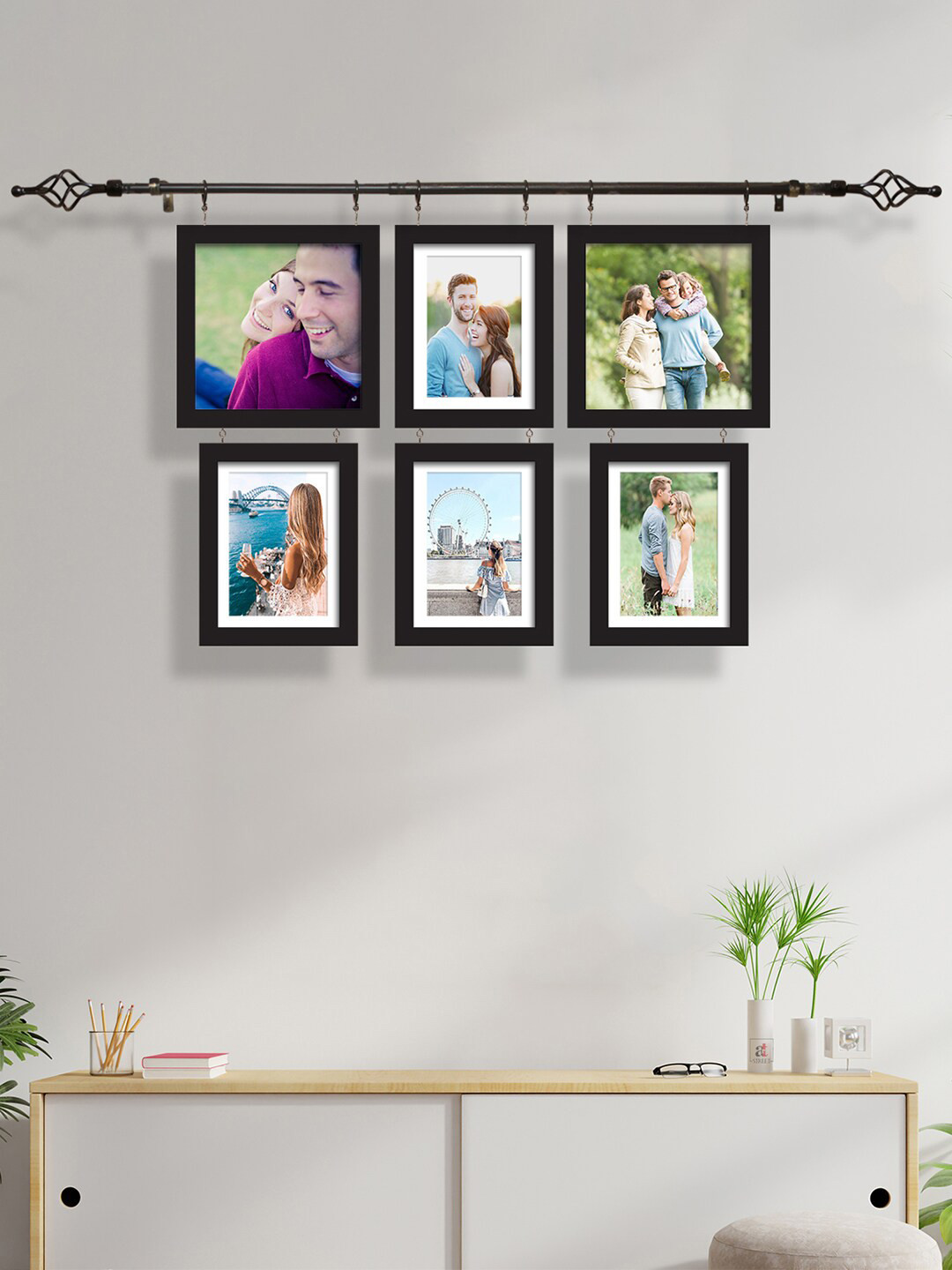 Art Street Set of 6 Black & White Chandelier Photo Frame With Hanging Rod