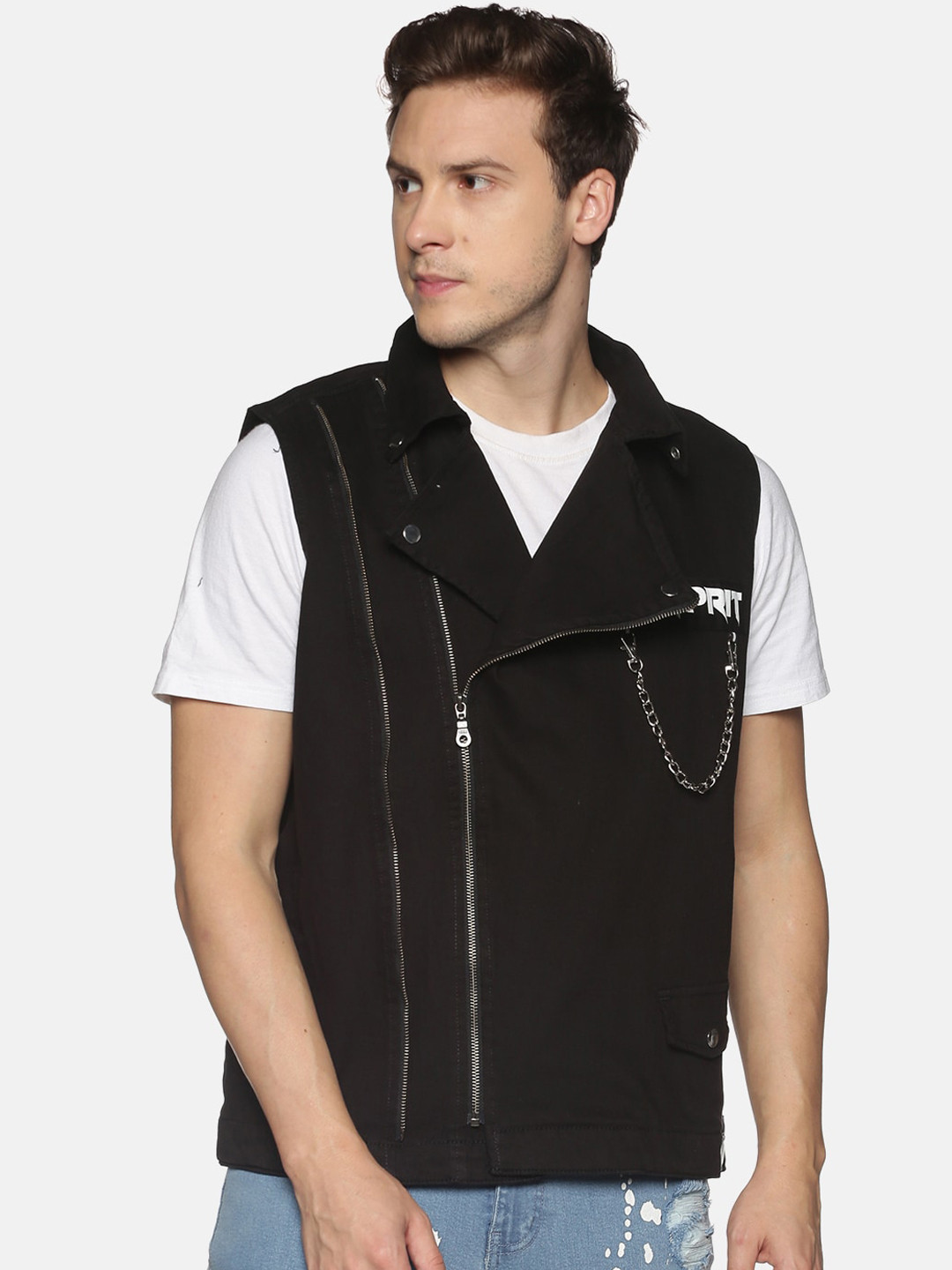 KULTPRIT Men Black Biker Jacket