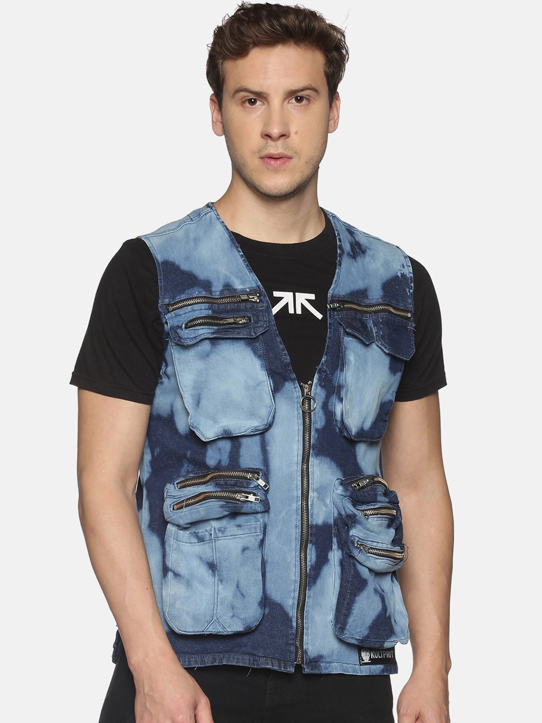 KULTPRIT Men Blue Camouflage Tailored Jacket