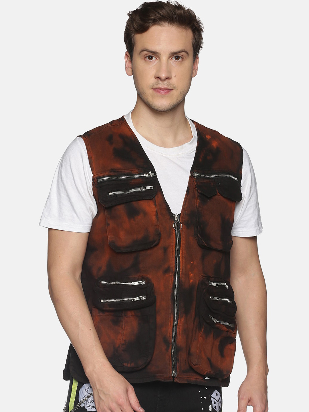 KULTPRIT Men Rust and Black Dyed Tailored Jacket